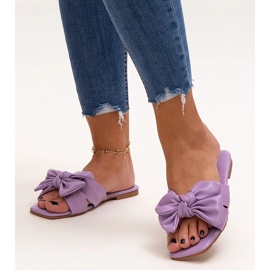 Flip-flops mov cu fundă decorativă de la Uwansa violet 1