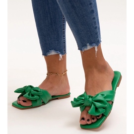 Flip-flops verzi cu fundă decorativă de la Uwansa verde 1 Flip-flops verzi cu fundă decorativă de la Uwansa verde 1