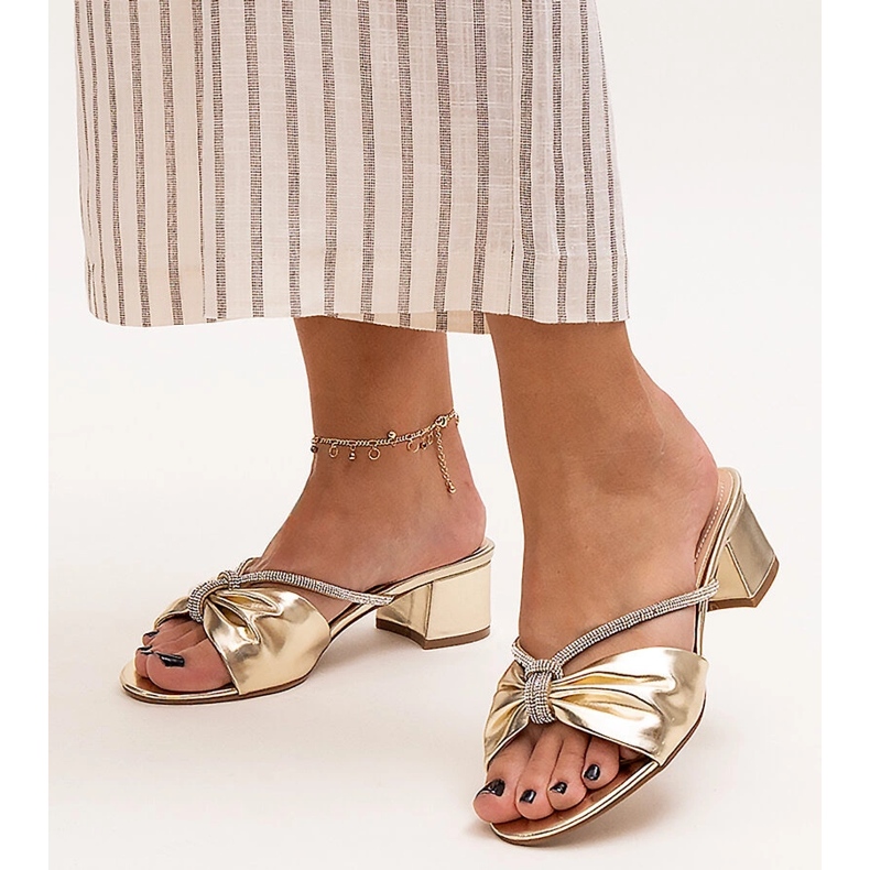 Catâri cu toc înalt decorati cu zirconi Anbrani de aur 1