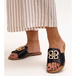 Șlapi negri decorati cu o cataramă Perkin negru 1