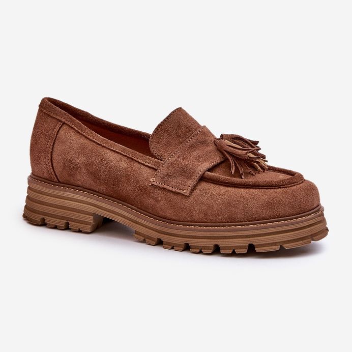 Zazoo 3469 Mocasini de damă din piele intoarsa cu franjuri, maro 1 Zazoo 3469 Mocasini de damă din piele intoarsa cu franjuri, maro 1