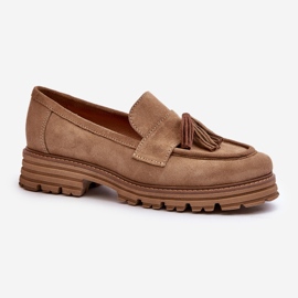 Zazoo 3469 Mocasini de damă din piele intoarsa cu franjuri, bej 1 Zazoo 3469 Mocasini de damă din piele intoarsa cu franjuri, bej 1