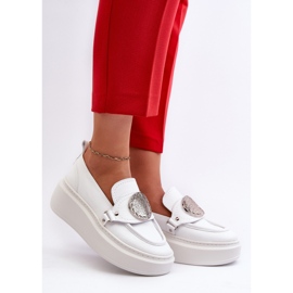 Zazoo 3486 Mocasini De Dama Piele Cu Decorat, Alb 2