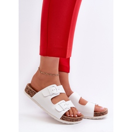 Flip-flops de damă pe platformă din plută cu catarame, Klinesta alb 2