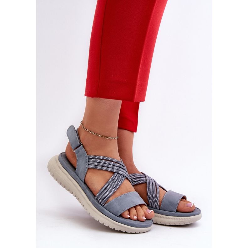 Sandale cu velcro pentru damă ușoare, confortabile, albastre, Ceclea albastru 2