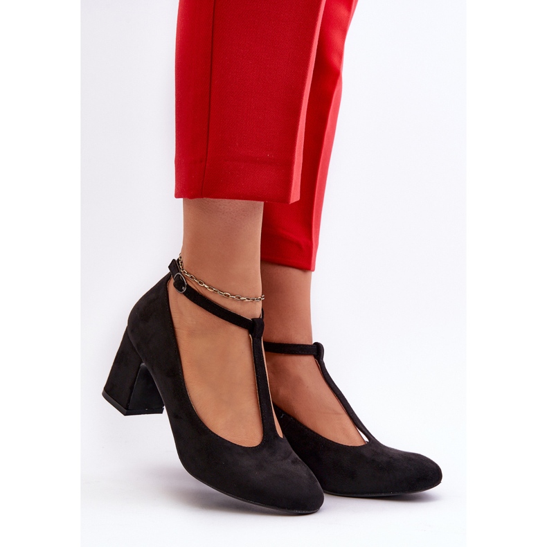 Pompe cu toc Raniyah Eco din piele intoarsa neagra negru 2