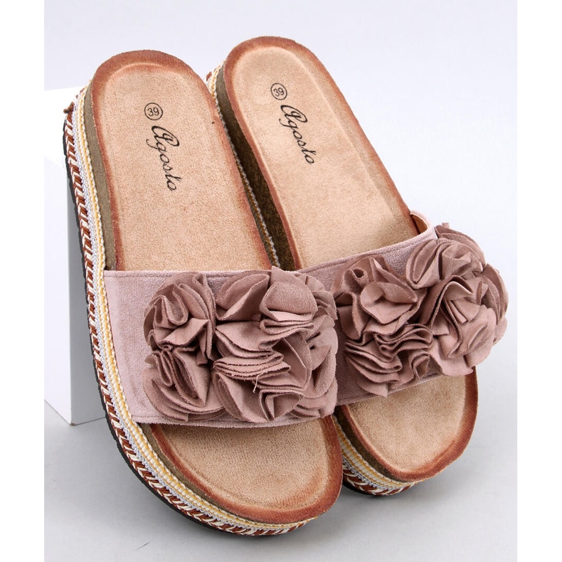 Slapi Raven Beige cu talpă groasă, colorată bej 1