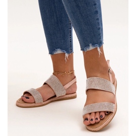 Sandale roz decorate cu strasuri Carvalia 1