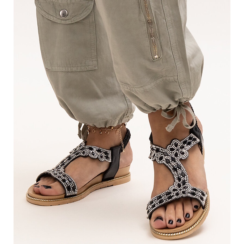 Sandalele negre strălucitoare ale lui Shahida negru 1