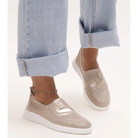 Tenisi Ethels aurii din piele perforata de aur 1