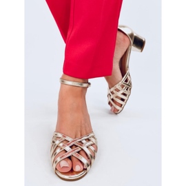 Sandale Kermel Gold cu toc mic de aur 1 Sandale Kermel Gold cu toc mic de aur 1