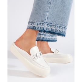 Flip-flops albi de damă cu platformă 3