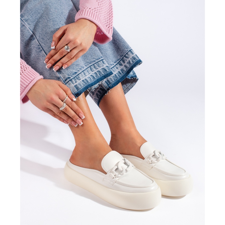 Flip-flops albi de damă cu platformă 1