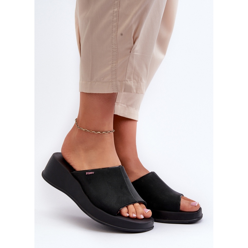 Flip-flops cu pană pentru damă parfumate ZAXY LL285084 Negru 2