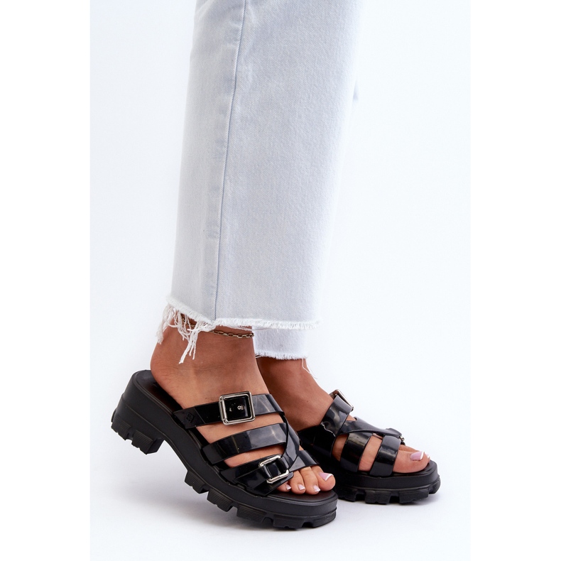 Flip-flops pentru femei cu toc mic parfumat ZAXY NN285043 negru 2