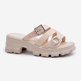 Flip-flops pentru femei cu toc mic parfumat ZAXY NN285042 Bej deschis 1