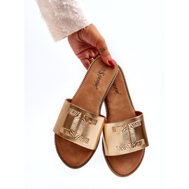 Seastar Șlapi de damă cu decor auriu de aur 3