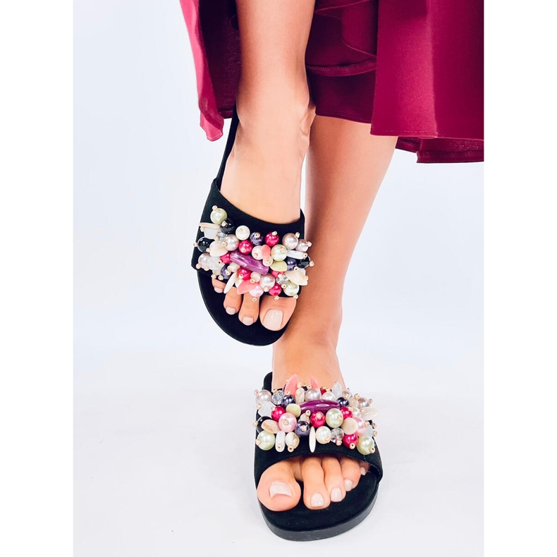 Lumsen Slapi negri cu pietre colorate negru 1