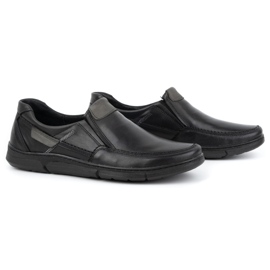 Olivier Pantofi slip-on pentru bărbați din piele 62K negru 2