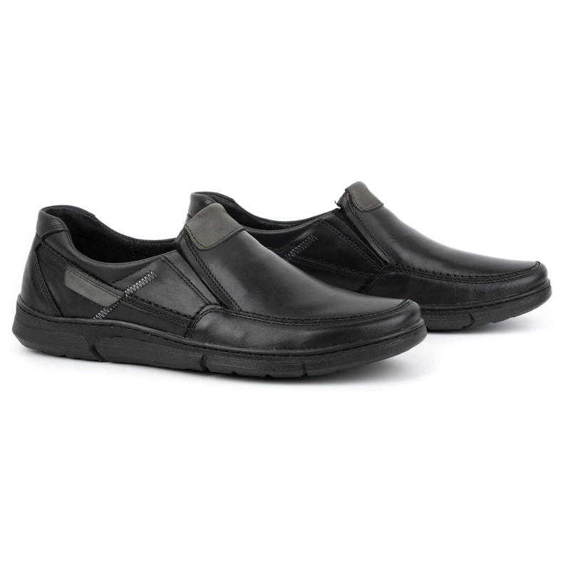 Olivier Pantofi slip-on pentru bărbați din piele 62K negru 2