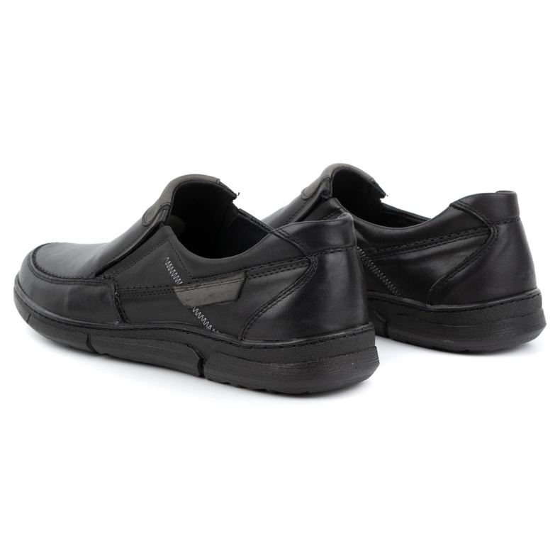 Olivier Pantofi slip-on pentru bărbați din piele 62K negru 4