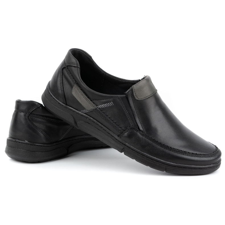 Olivier Pantofi slip-on pentru bărbați din piele 62K negru 3