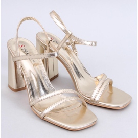 Sandale Borelli Gold cu toc stabil de aur 1