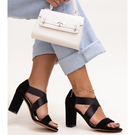 Evento Sandale negre cu toc înalt, cu branț Sewim din piele negru 2 Evento Sandale negre cu toc înalt, cu branț Sewim din piele negru 2