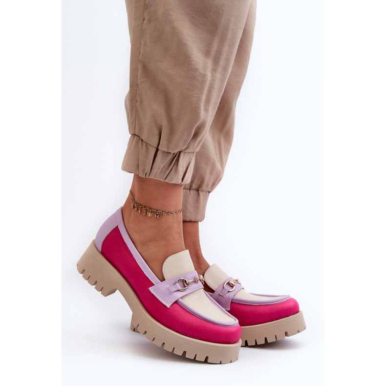 Mocasini din piele pentru femei Zazoo 3475, bej multicolor 2