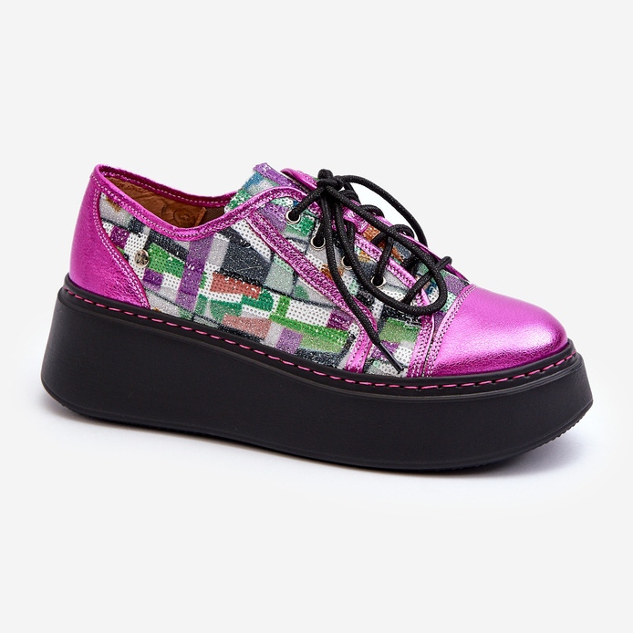 Pantofi de damă din piele pe platformă Maciejka 06479-15 fucsia roz 1