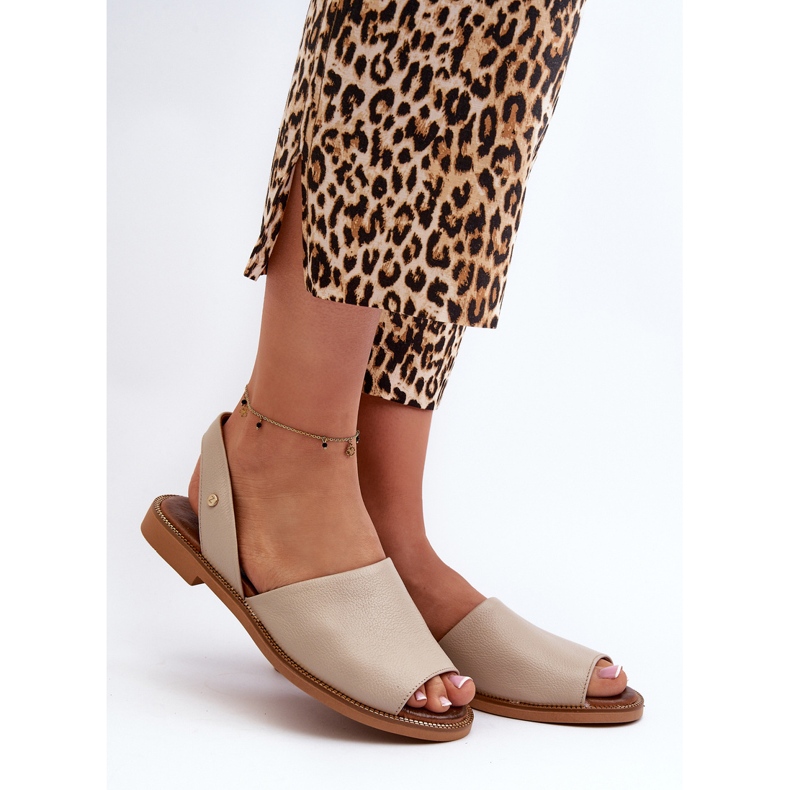 Sandale din piele Zazoo 40327, bej 2