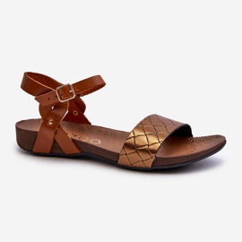 Sandale plate din piele Zazoo 40027, cupru maro 1 Sandale plate din piele Zazoo 40027, cupru maro 1