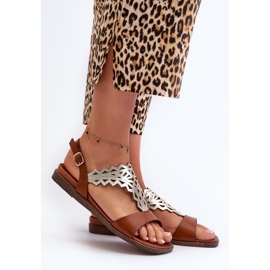 Sandale plate pentru femei Sergio Leone SK070H, maro 2