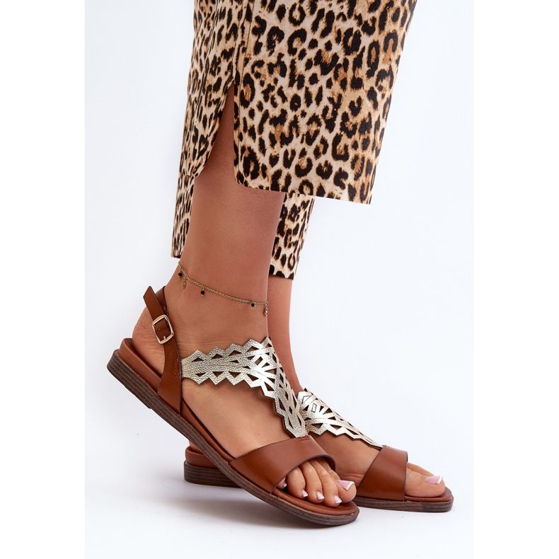 Sandale plate pentru femei Sergio Leone SK070H, maro 2