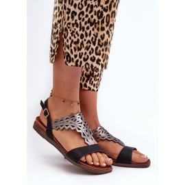 Sandale plate pentru femei Sergio Leone SK070H, negre negru 2