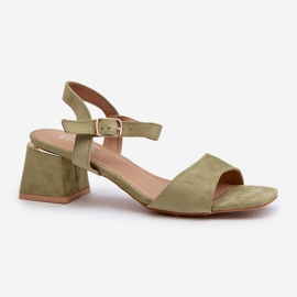 Sandale de damă pe bloc din piele de căprioară ecologică, Leisha verde 1 Sandale de damă pe bloc din piele de căprioară ecologică, Leisha verde 1
