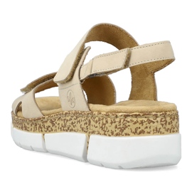 Sandale confortabile de damă bej cu velcro Rieker V2366-60 1