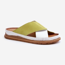 Flip-flops din piele Maciejka 04986-11 Lime alb 1