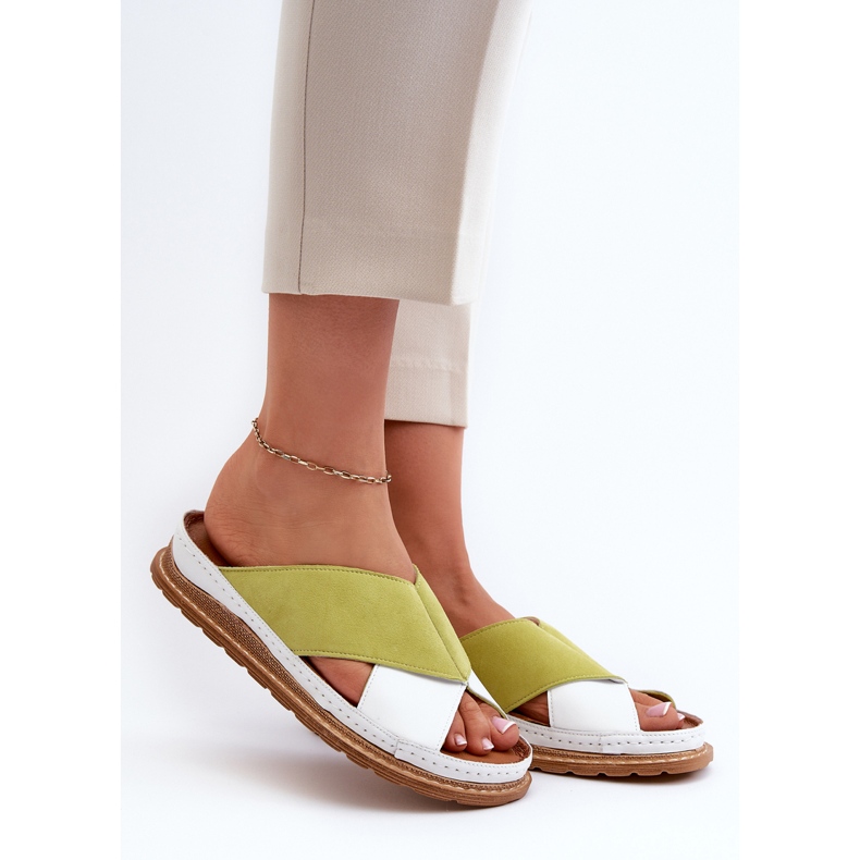 Flip-flops din piele Maciejka 04986-11 Lime alb 2 Flip-flops din piele Maciejka 04986-11 Lime alb 2