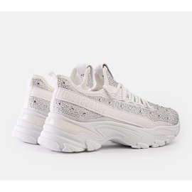 Tenisi albi strălucitori, cu o talpă Senai masivă 1