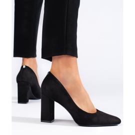 Pompi de piele intoarsa neagra cu toc gros de Sergio Leone negru 1