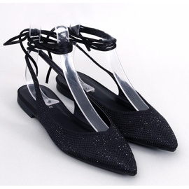 Balerini cu strasuri toc deschis Vonda Black negru 1
