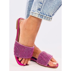 Șlapi Yanni Fuchsia cu strasuri roz 3