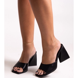 Flip-flops Mirella negri cu toc înalt negru 1