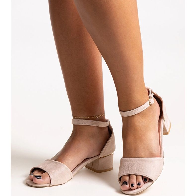 Sandale cu toc Knsela clasice bej 1