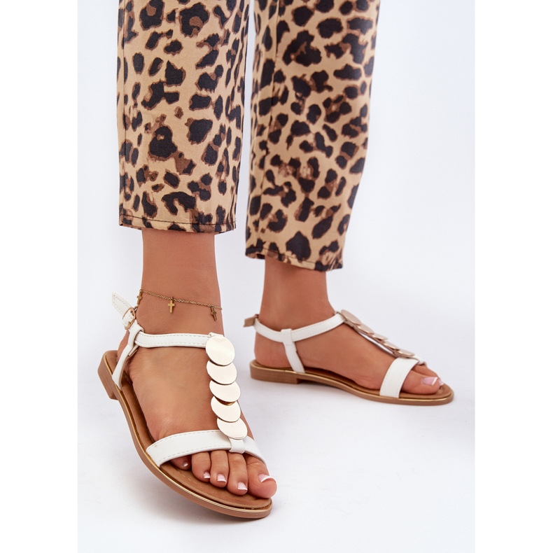 Sandale Plate Damă Din Piele Ecologică, Jeritellia Albă 2