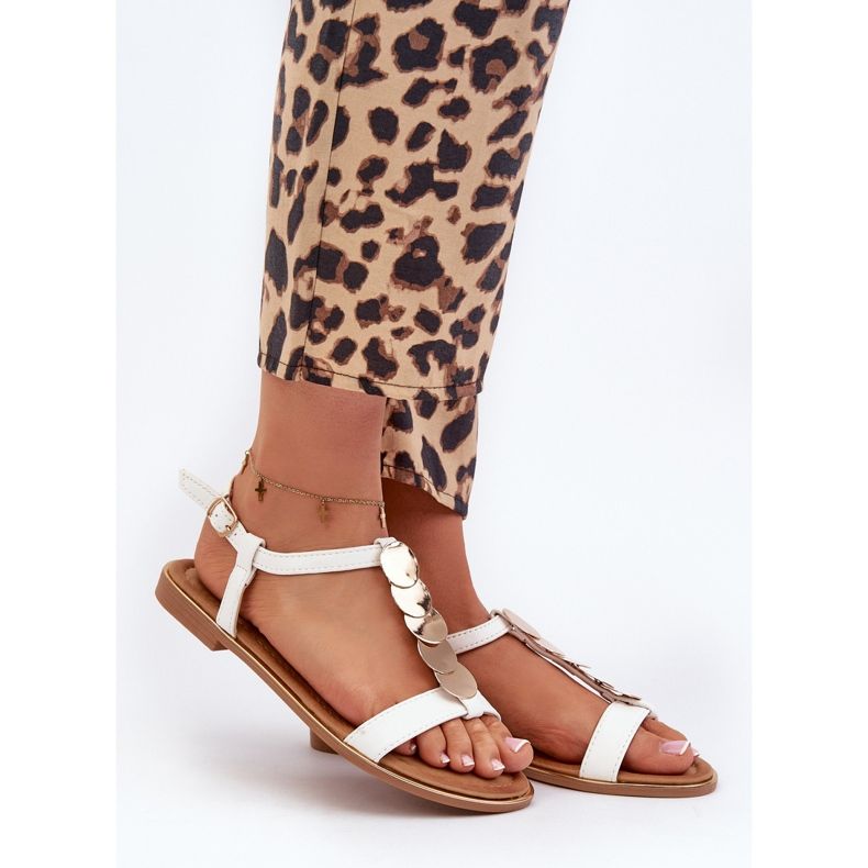 Sandale Plate Damă Din Piele Ecologică, Jeritellia Albă 1