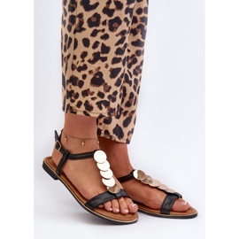 Sandale Plate Dama Din Piele Eco Neagra Jeritellia negru 1