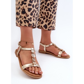 Sandale Plate Dama Cu Decoratiuni Muridia Aurii de aur 2