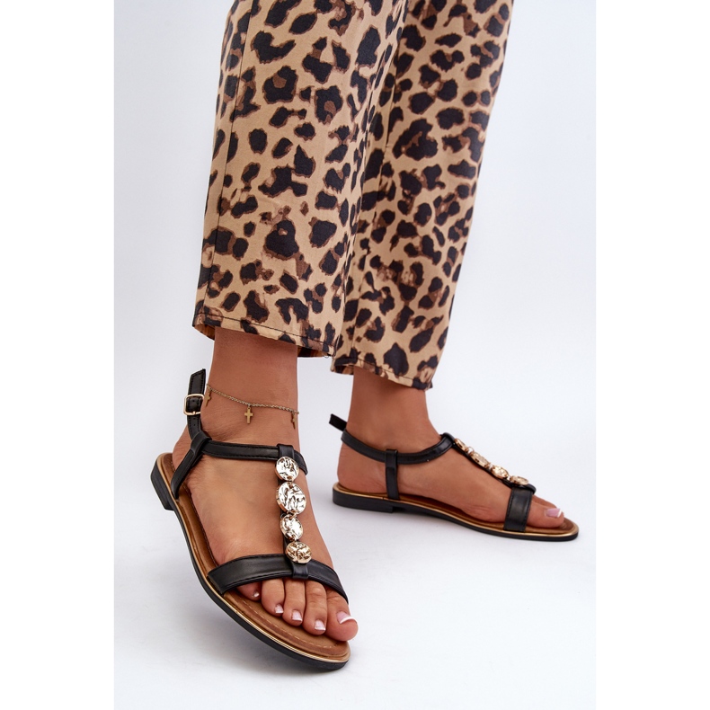 Sandale Plate Dama Cu Decoratiuni Muridia Neagra negru 2